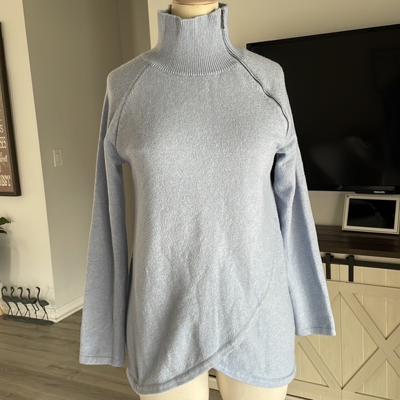 Soft Surroundings Sweater Women Small Knit Ice Blue Asymmetric Detail - Picture 4 of 10